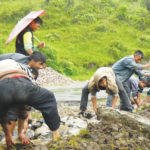 Villagers protest