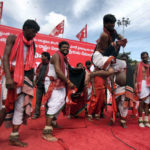 CPI activist protest to demand Telangana