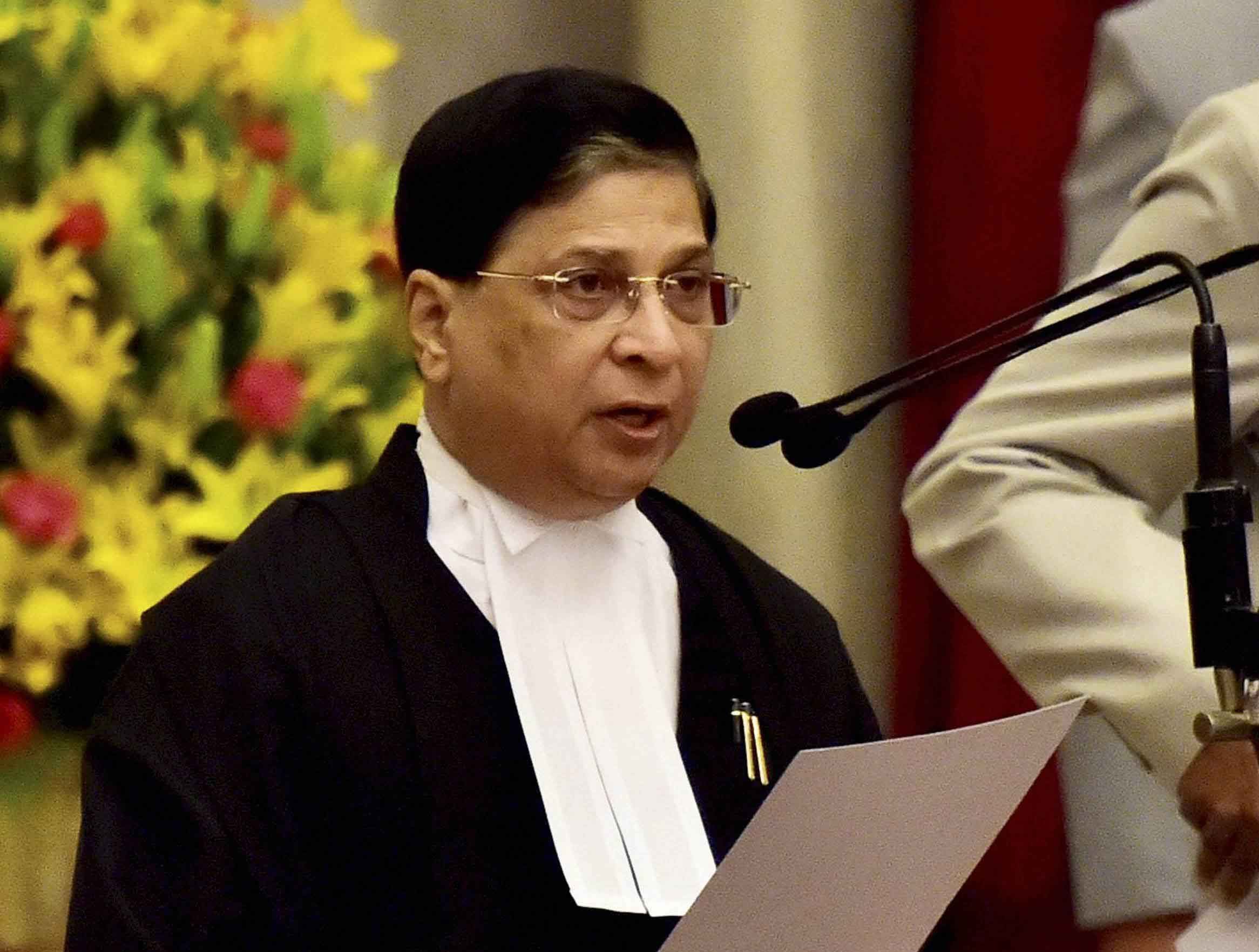 Chief Justice Of India Justice Dipak Misra Takes Oath Of The Office At A Ceremony At