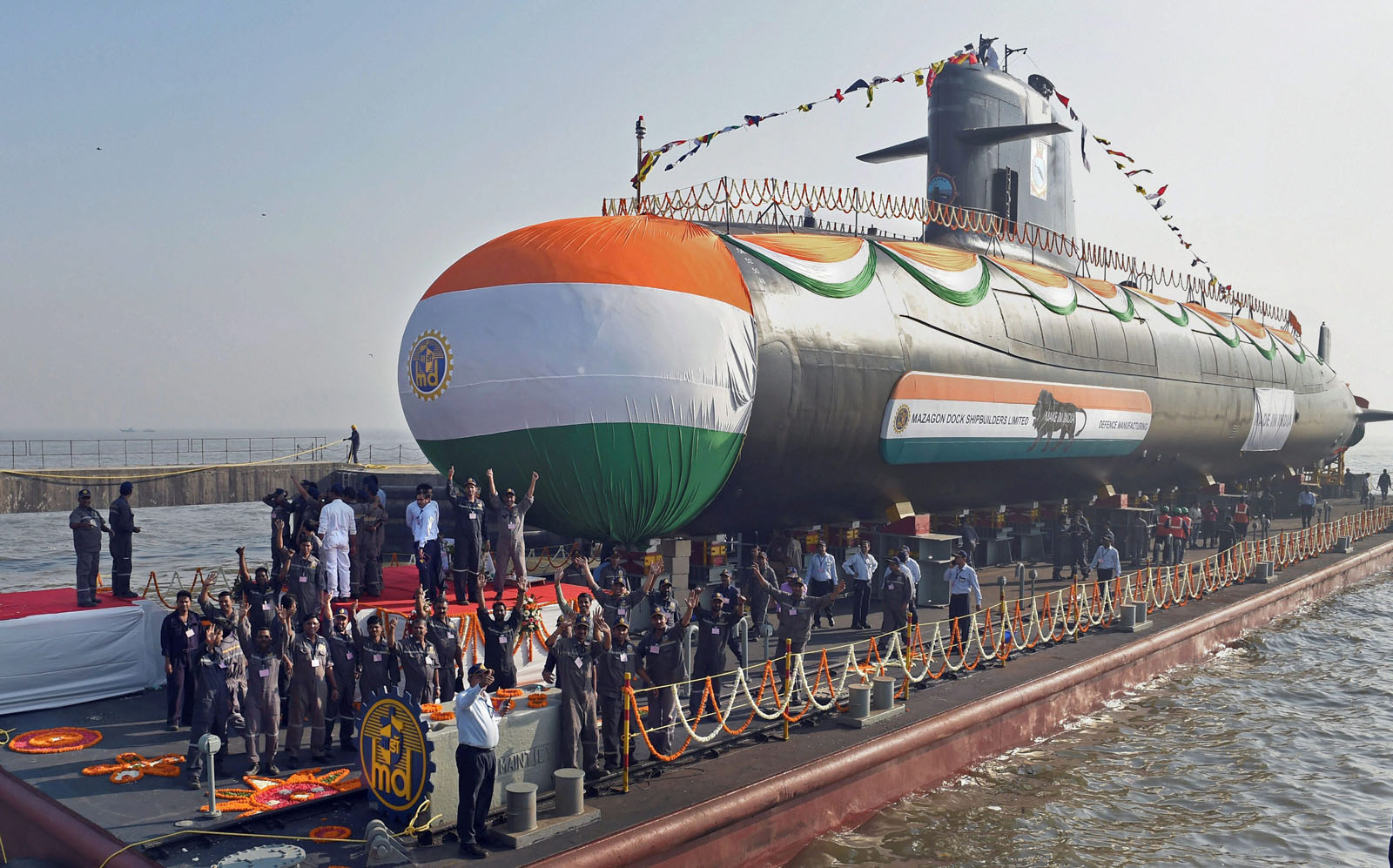 MUMBAI: Officials Celebrate Launch Of The Third Scorpene Class ...