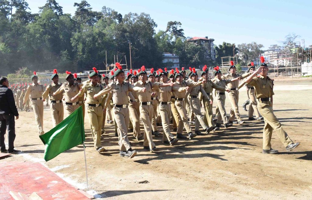 Ncc Cadets March During A Full Dress Rehearsal For The Republic Day Parade At Polo Ground In The 