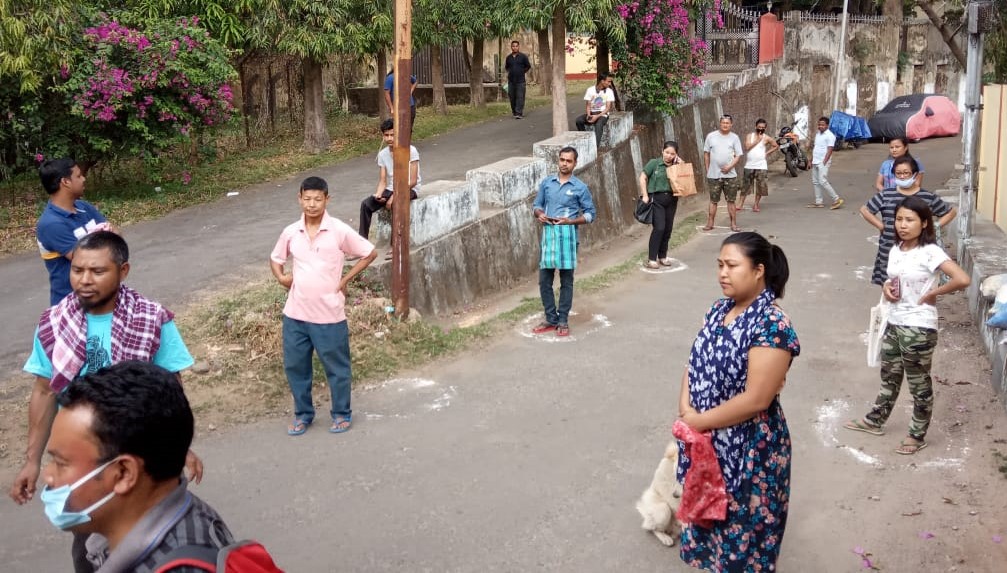 social distancing at Tura market