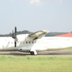 An aircraft landing waitinf for passengers at the Umroi Airport here on Sunday