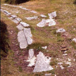 A section of tramway, showing the flange cut into the granite blocks