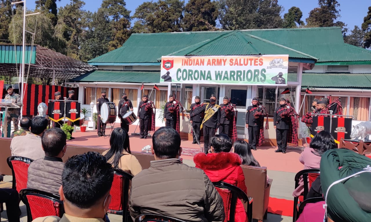 Army band performs for Corona Warriors at Shillong. - The Shillong Times