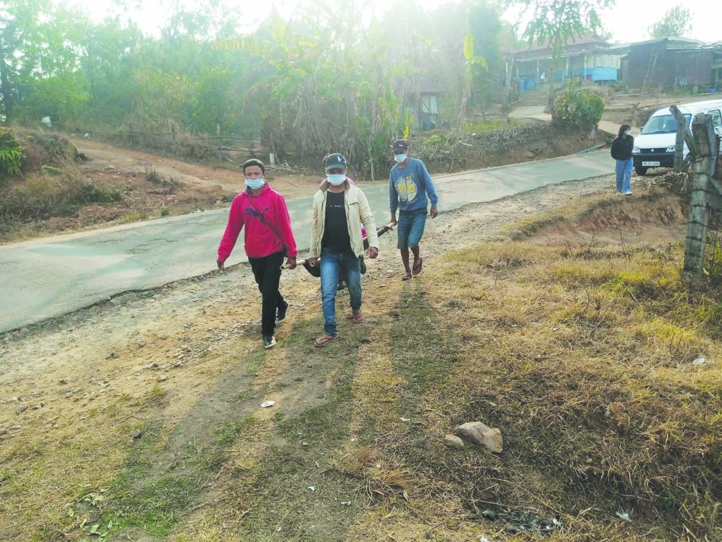 A mock exercise is under way in Nongstoin. - The Shillong Times