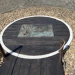 Footprint plaque commemorating the history of indentured labourers