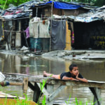 Swollen Yamuna river in Delhi