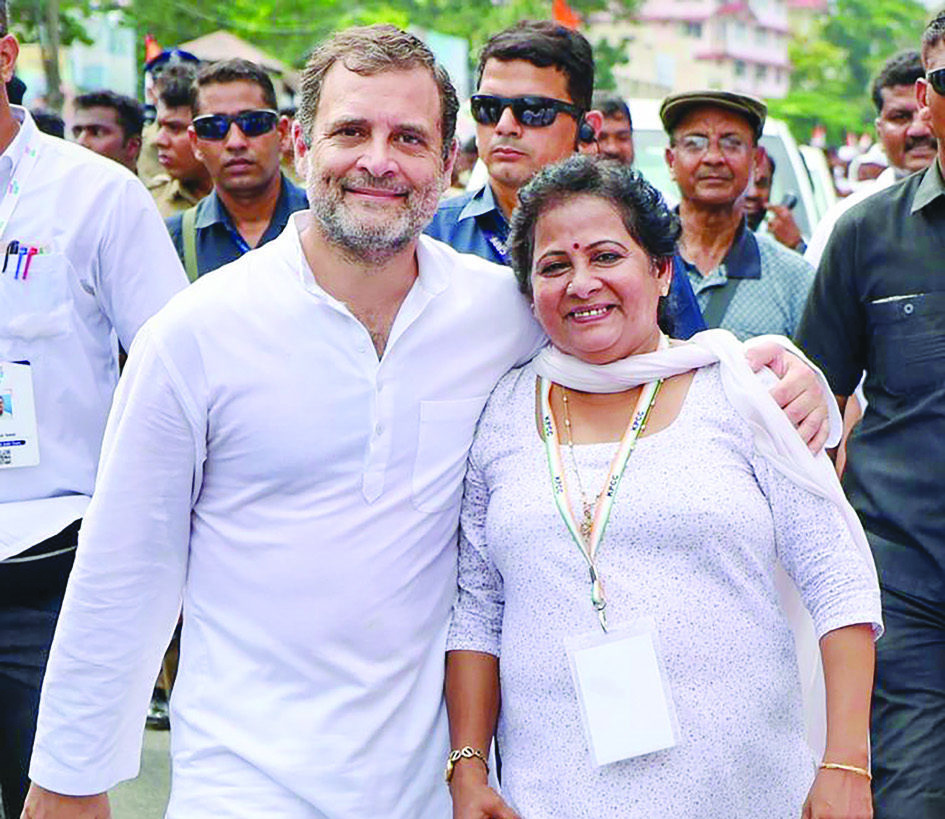 Congress leader Rahul Gandhi with former athlete Padmini Thomas during ...