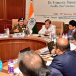 Assam chief minister Himanta Biswa Sarma chairs a police review meeting at the Assam Police headquarters in Guwahati on Wednesday.