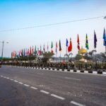 Flags of the participating nations neatly placed ahead of the G20 series of events in Guwahati.