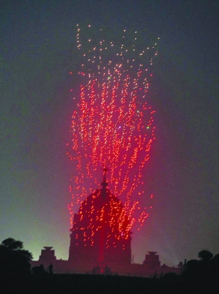 Delhi sky dazzles with light and drone show ahead of Beating Retreat ceremony