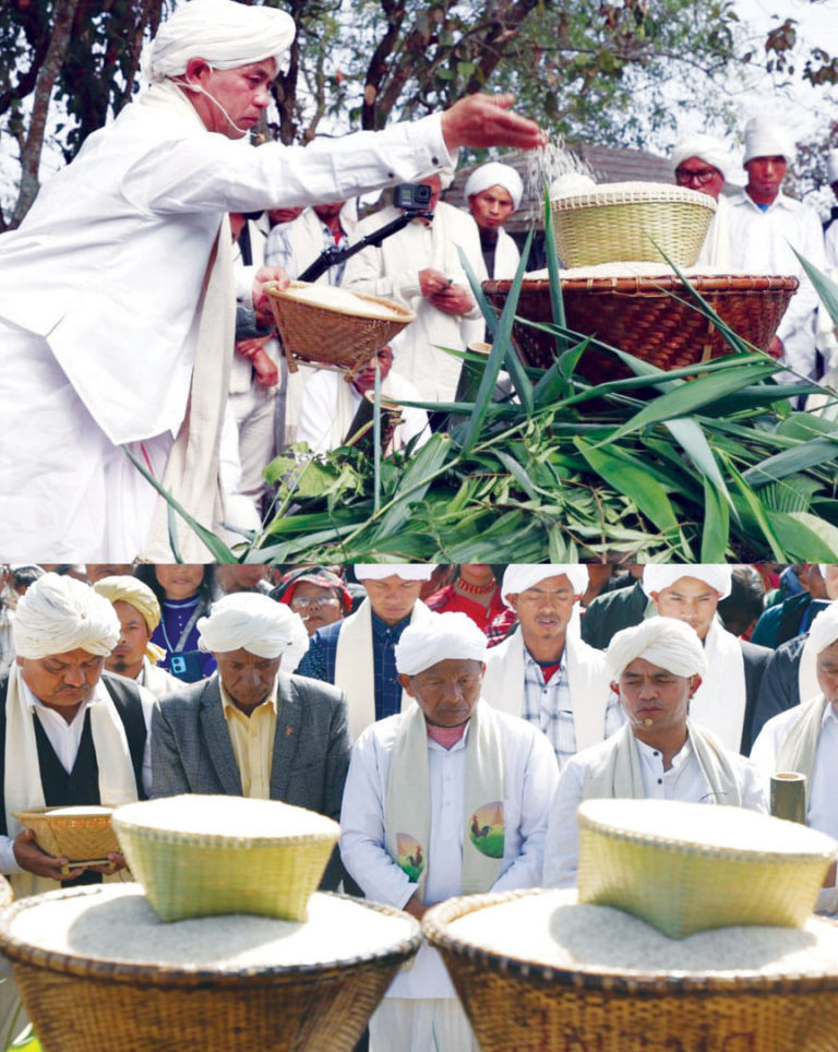 Rituals are under way during the annual pilgrimage to U Lum Sohpetbneng.