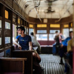 A tram ride can be a cool thing for a young person too