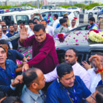 Nitin Gadkari on the way to Haridwar