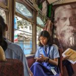 Students aboard a tramcar