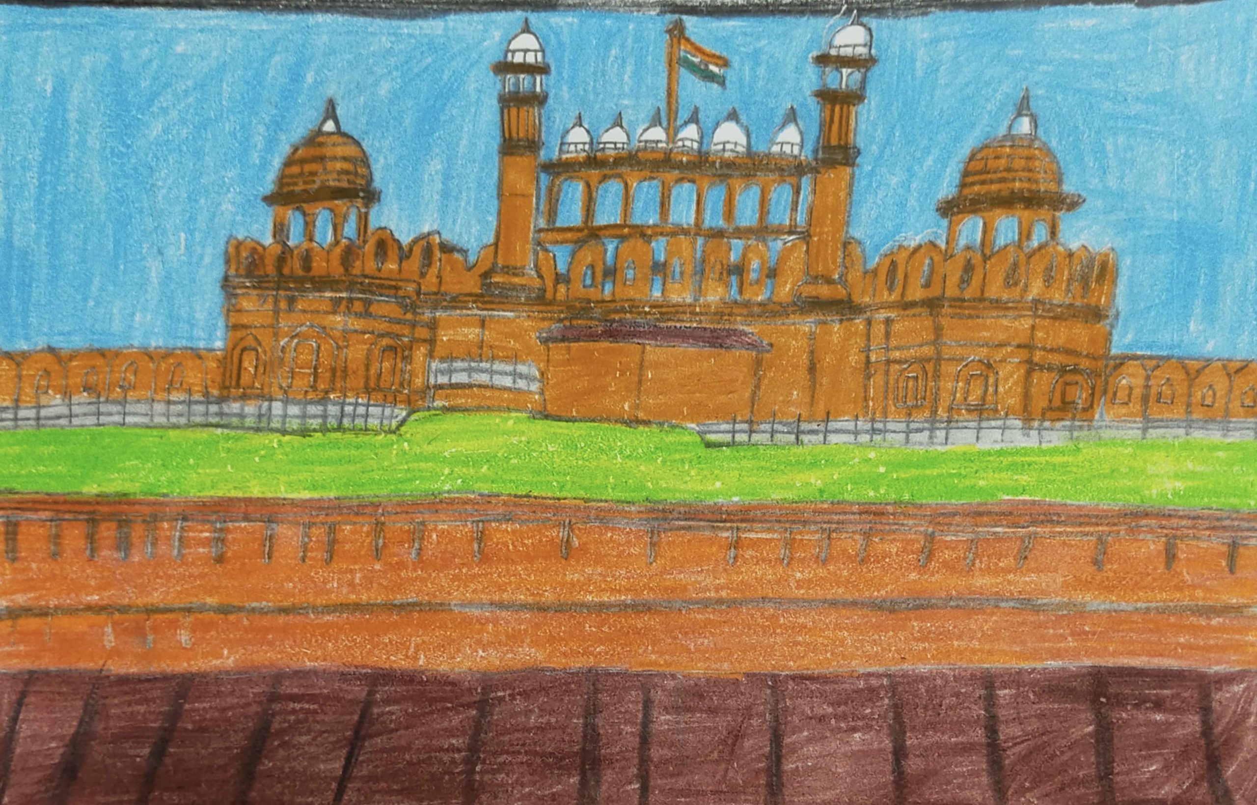 How to draw Agra Fort