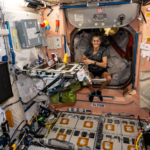 NASA astronaut and Expedition 72 Commander Suni Williams is pictured at the galley inside the International Space Station’s Unity module