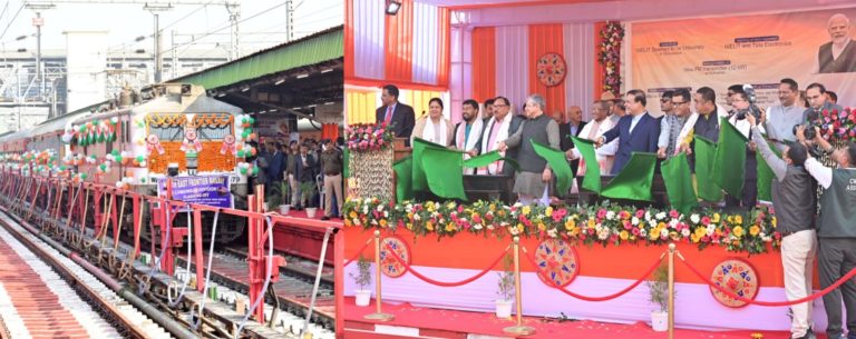 Union railways minister flags of 3 trains from Guwahati rail station